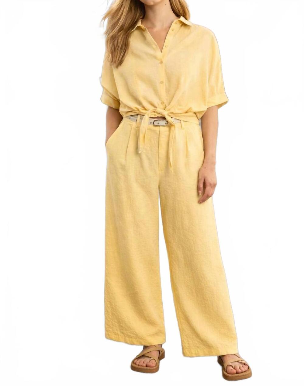 NEW MOLLY BRACKEN tie-front shirt in yellow